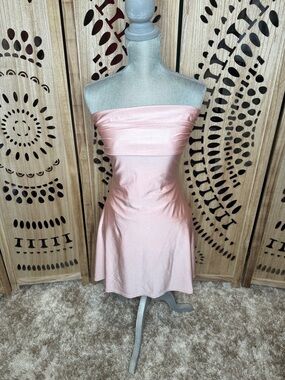 Windsor Blush Pink Strapless Satin Fit & Flare Dress